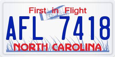 NC license plate AFL7418