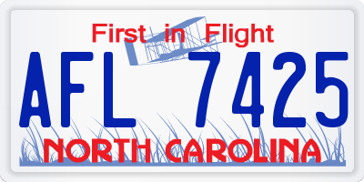 NC license plate AFL7425