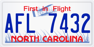 NC license plate AFL7432