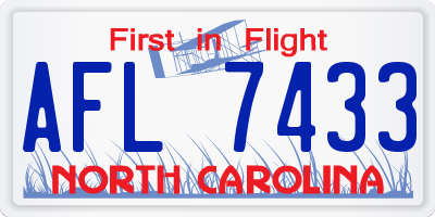 NC license plate AFL7433