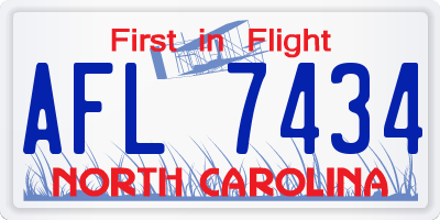 NC license plate AFL7434