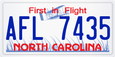 NC license plate AFL7435