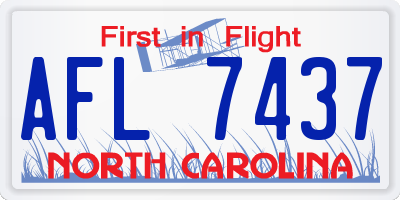 NC license plate AFL7437