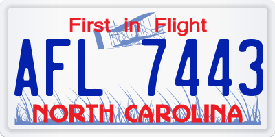 NC license plate AFL7443