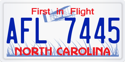 NC license plate AFL7445