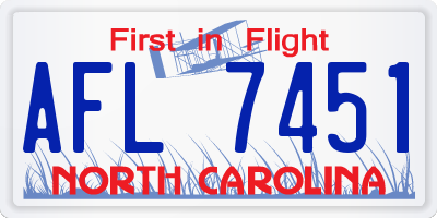NC license plate AFL7451