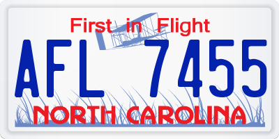 NC license plate AFL7455