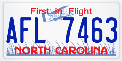 NC license plate AFL7463