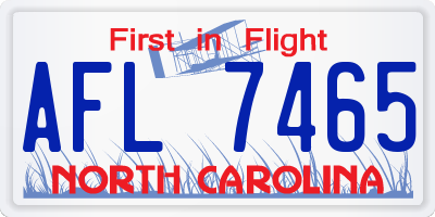 NC license plate AFL7465