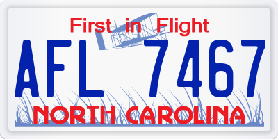 NC license plate AFL7467