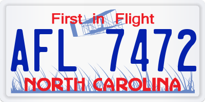 NC license plate AFL7472