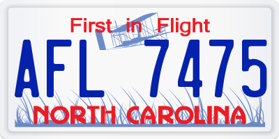 NC license plate AFL7475