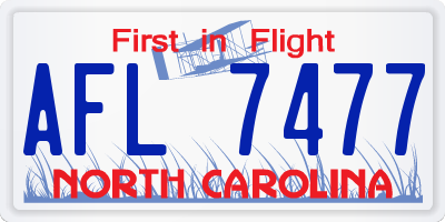 NC license plate AFL7477