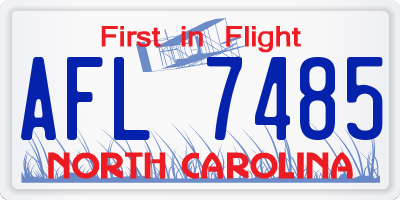 NC license plate AFL7485