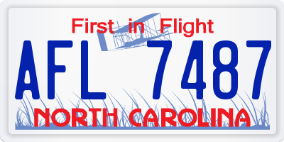NC license plate AFL7487