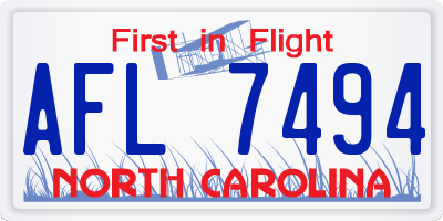 NC license plate AFL7494