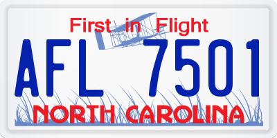 NC license plate AFL7501