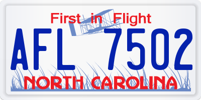NC license plate AFL7502