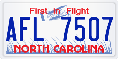 NC license plate AFL7507