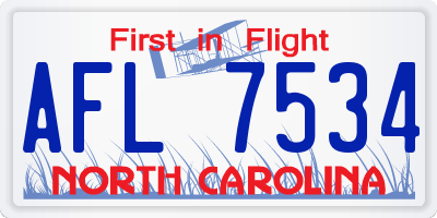 NC license plate AFL7534