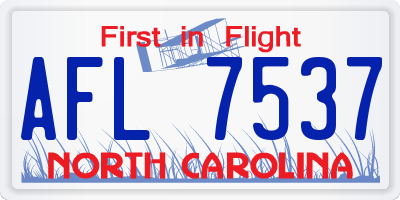 NC license plate AFL7537