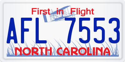 NC license plate AFL7553
