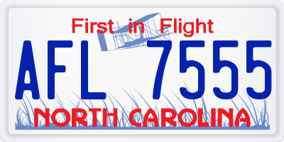 NC license plate AFL7555