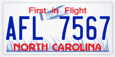 NC license plate AFL7567