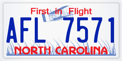 NC license plate AFL7571