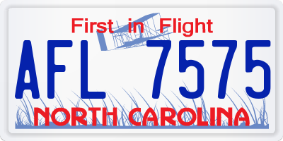 NC license plate AFL7575