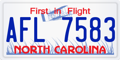 NC license plate AFL7583