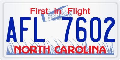 NC license plate AFL7602