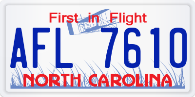 NC license plate AFL7610