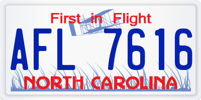 NC license plate AFL7616