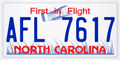 NC license plate AFL7617