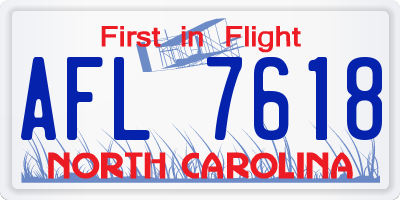 NC license plate AFL7618