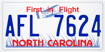 NC license plate AFL7624