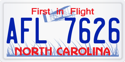 NC license plate AFL7626
