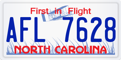 NC license plate AFL7628