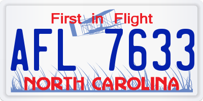NC license plate AFL7633