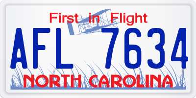 NC license plate AFL7634