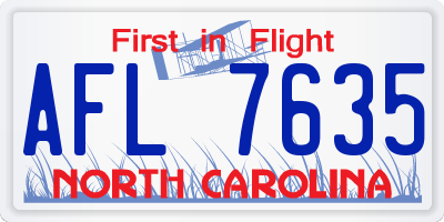 NC license plate AFL7635
