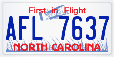 NC license plate AFL7637