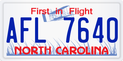 NC license plate AFL7640