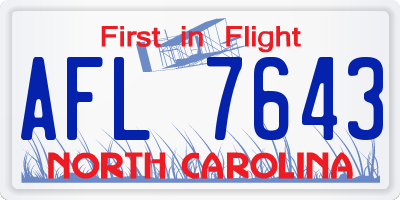 NC license plate AFL7643