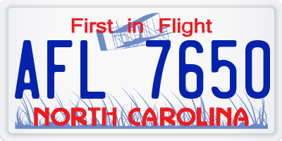 NC license plate AFL7650