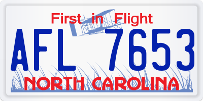 NC license plate AFL7653