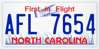 NC license plate AFL7654