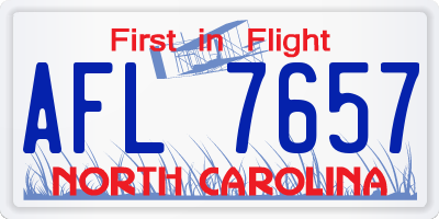 NC license plate AFL7657