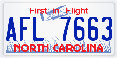 NC license plate AFL7663